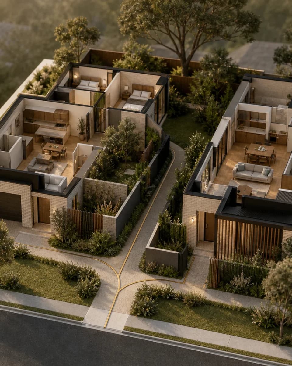 Concept visualisation — a paired dual-occupancy home
