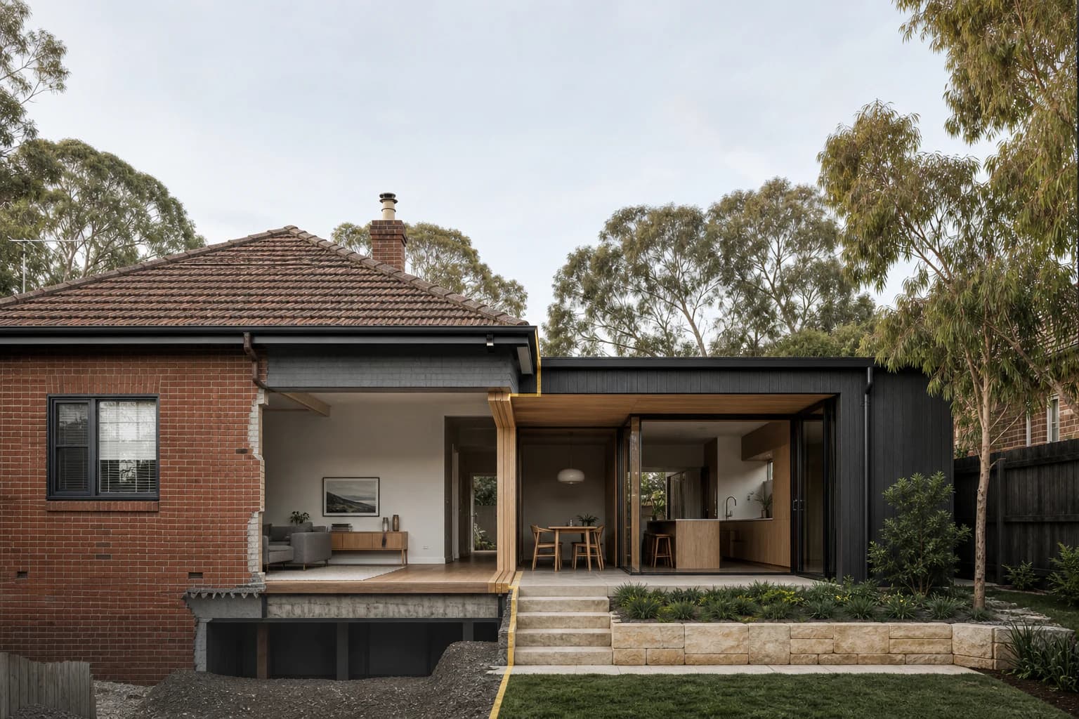 Concept visualisation — a rear extension under a raked roof