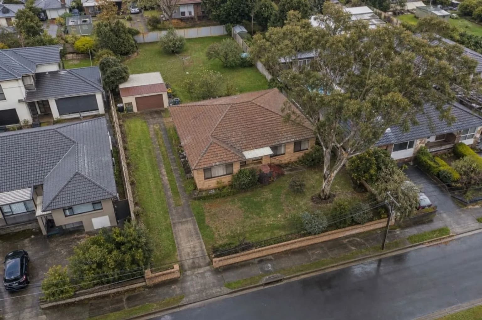 Concept visualisation — an aerial of a suburban property with an open rear yard