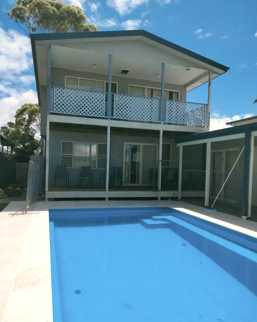 Greenwell — the completed pool leading to the covered verandah