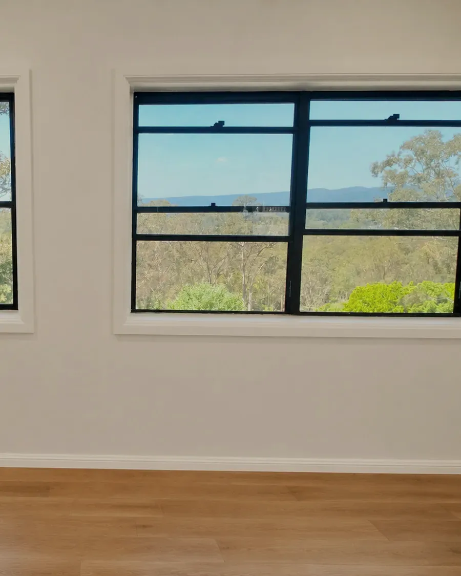 Kurmond — the completed interior, timber floor and new windows to the valley