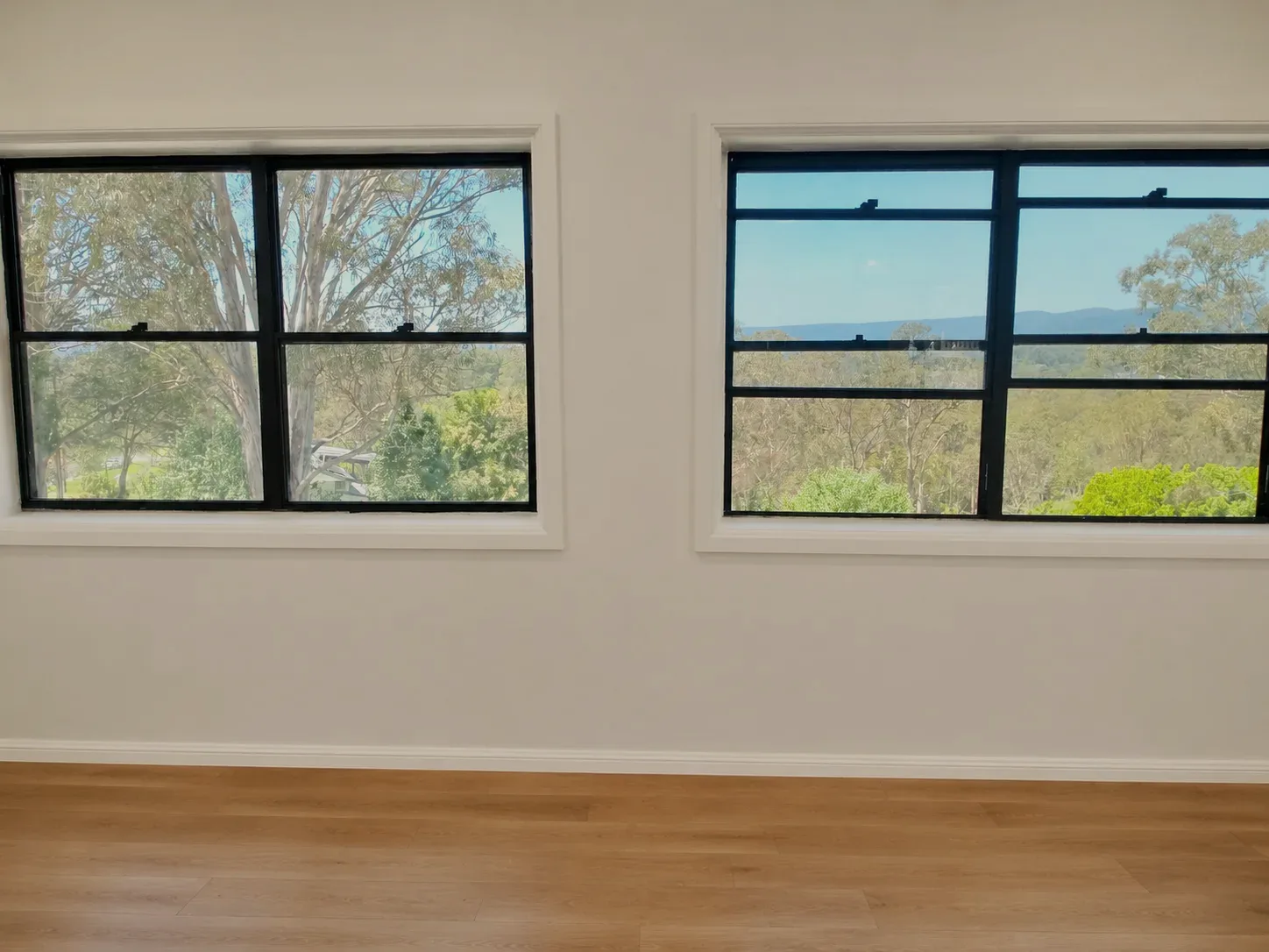 Kurmond — the completed interior, timber floor and new windows to the valley