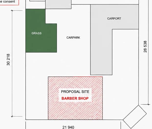 Approved site plan extract — the proposal site set out on the drawing